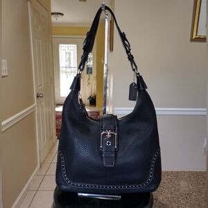 Coach Hampton Pebbled Leather Buckle Hobo Bag Vintage